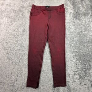 Sanctuary Womens M Red Grid Pull On Pants Jeggings Leggings Stretch